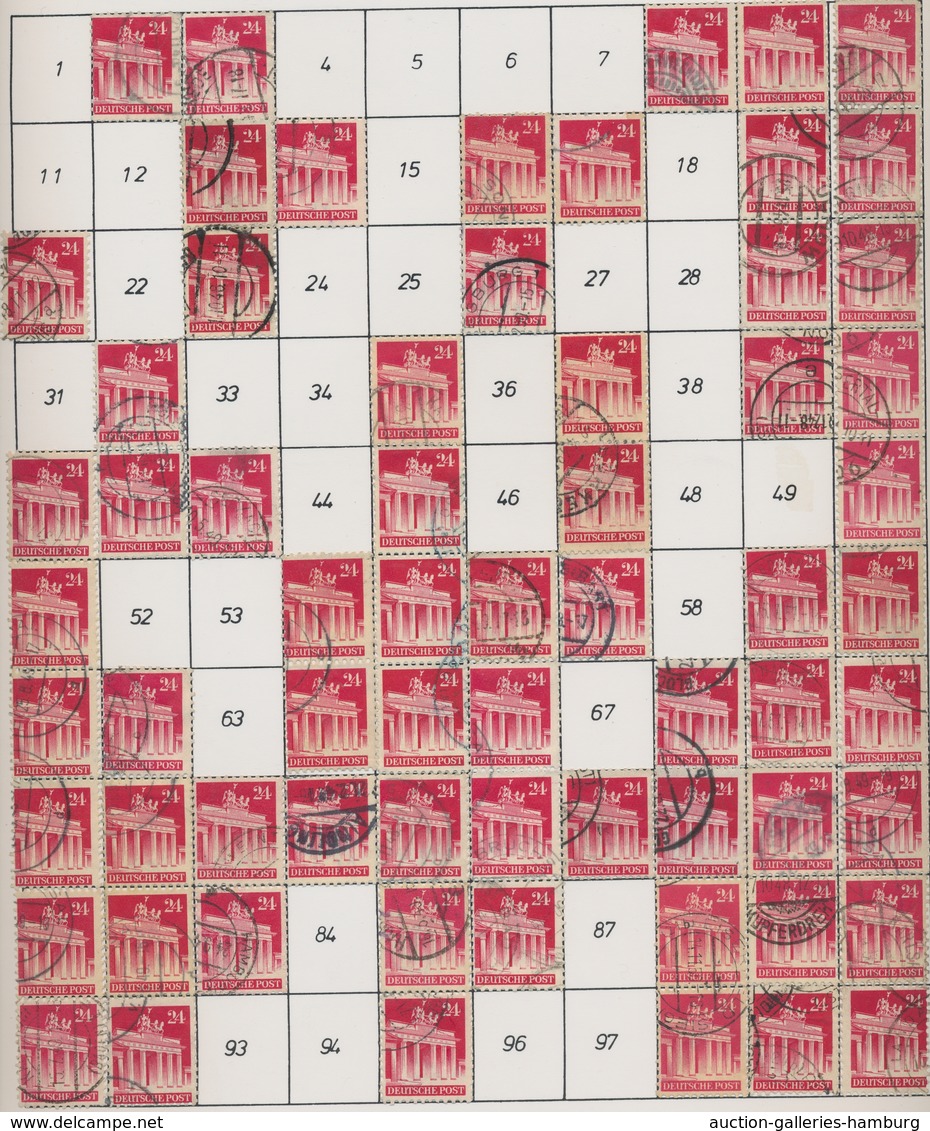 Bizone: 1948, Bauten 24 Pfennig Karminrot Weitgezähnt. Partie In Einem Album Mit Weit über 3.700 Ges - Autres & Non Classés