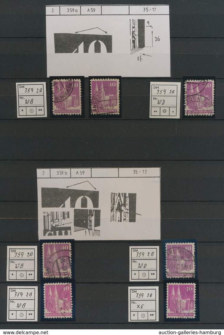 Bizone: 1948, Bauten 40 Pfennig Purpur Weitgezähnt. Spezialsammlung Von Etwa 240 Gestempelten Werten - Autres & Non Classés