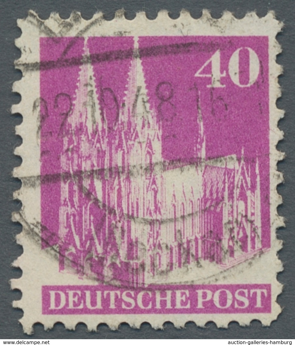 Bizone: 1948, Bauten 40 Pfennig Gestempelt ".....22.10.48" In Der Farbe Lilapurpur Bis Lebhaftpurpur - Autres & Non Classés