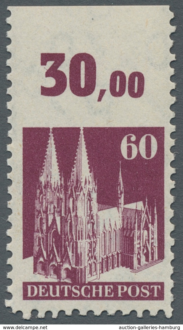 Bizone: 1948, Bauten 60 Pfennig Dunkelbraunlila Weitgezähnt Oben Ungezähnt Vom Oberrand In Type I Mi - Autres & Non Classés