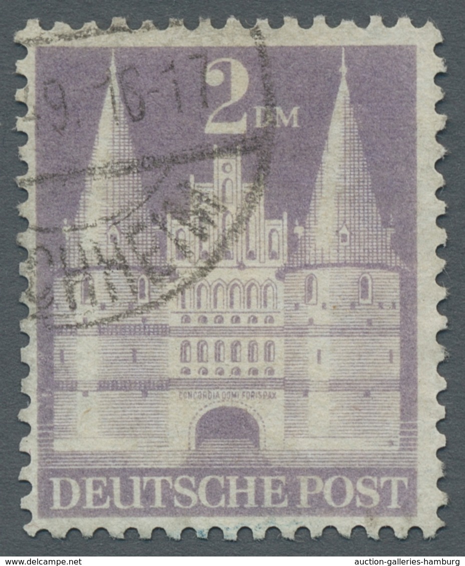 Bizone: 1948, Bauten 2 DM Violettgrau Weitgezähnt Entwertet "Kirchheim...49" In Type I Mit Dem Selte - Autres & Non Classés