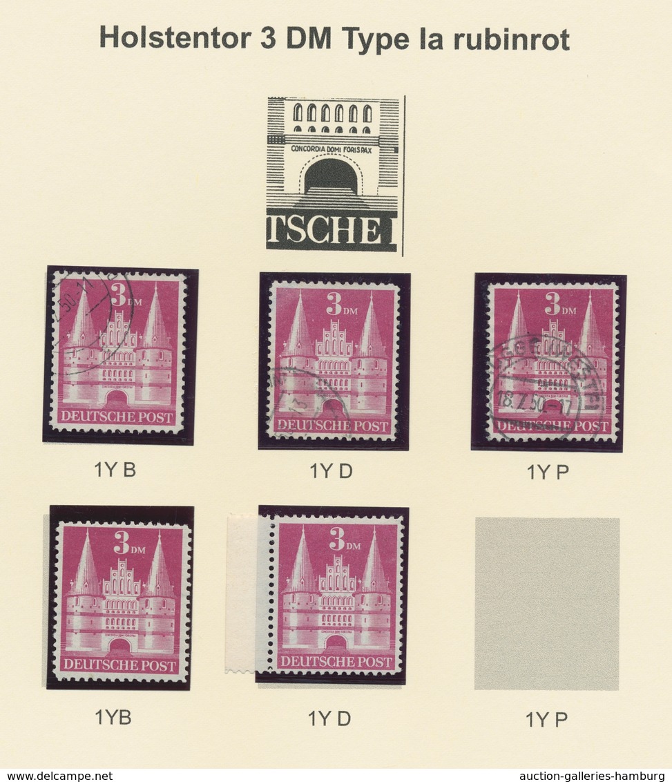 Bizone: 1948, Bauten-Spezialsammlung Von 20 Weitgezähnten Werten Der 3 DM Dunkelrotlila Auf Selbstge - Autres & Non Classés