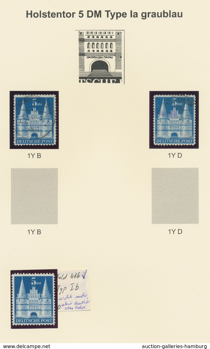 Bizone: 1948, Bauten-Spezialsammlung Von 19 Weitgezähnten Werten Der 5 DM Schwärzlichultramarin Auf - Autres & Non Classés