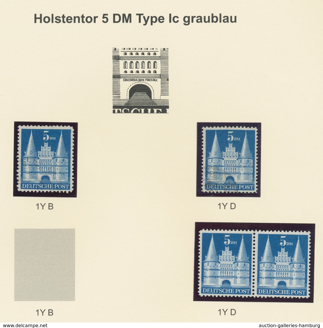 Bizone: 1948, Bauten-Spezialsammlung Von 19 Weitgezähnten Werten Der 5 DM Schwärzlichultramarin Auf - Autres & Non Classés