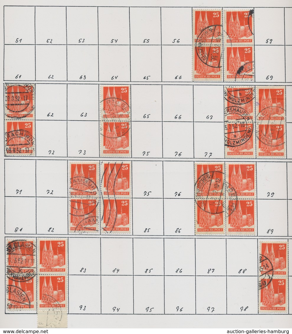 Bizone: 1948, Bauten 25 Pfennig Orangerot Enggezähnt In Type IV. 35 Senkrechte Gestempelte Paare, 3 - Autres & Non Classés