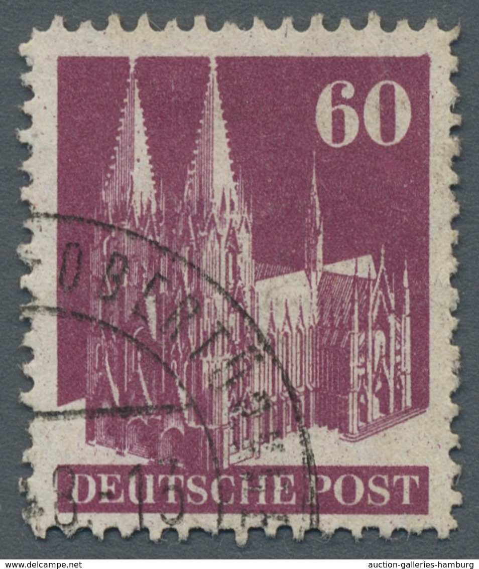 Bizone: 1948, Bauten 60 Pfennig Dunkelbraunlila Enggezähnt Entwertet "Obertürkheim ...48" In Type I - Autres & Non Classés