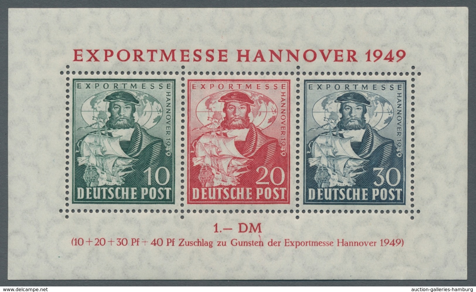 Bizone: 1949, "Hannovermesse"- Block Mit 30 Pfg. Dunkelgrünlichblau, Postfrischer Block In Tadellose - Autres & Non Classés