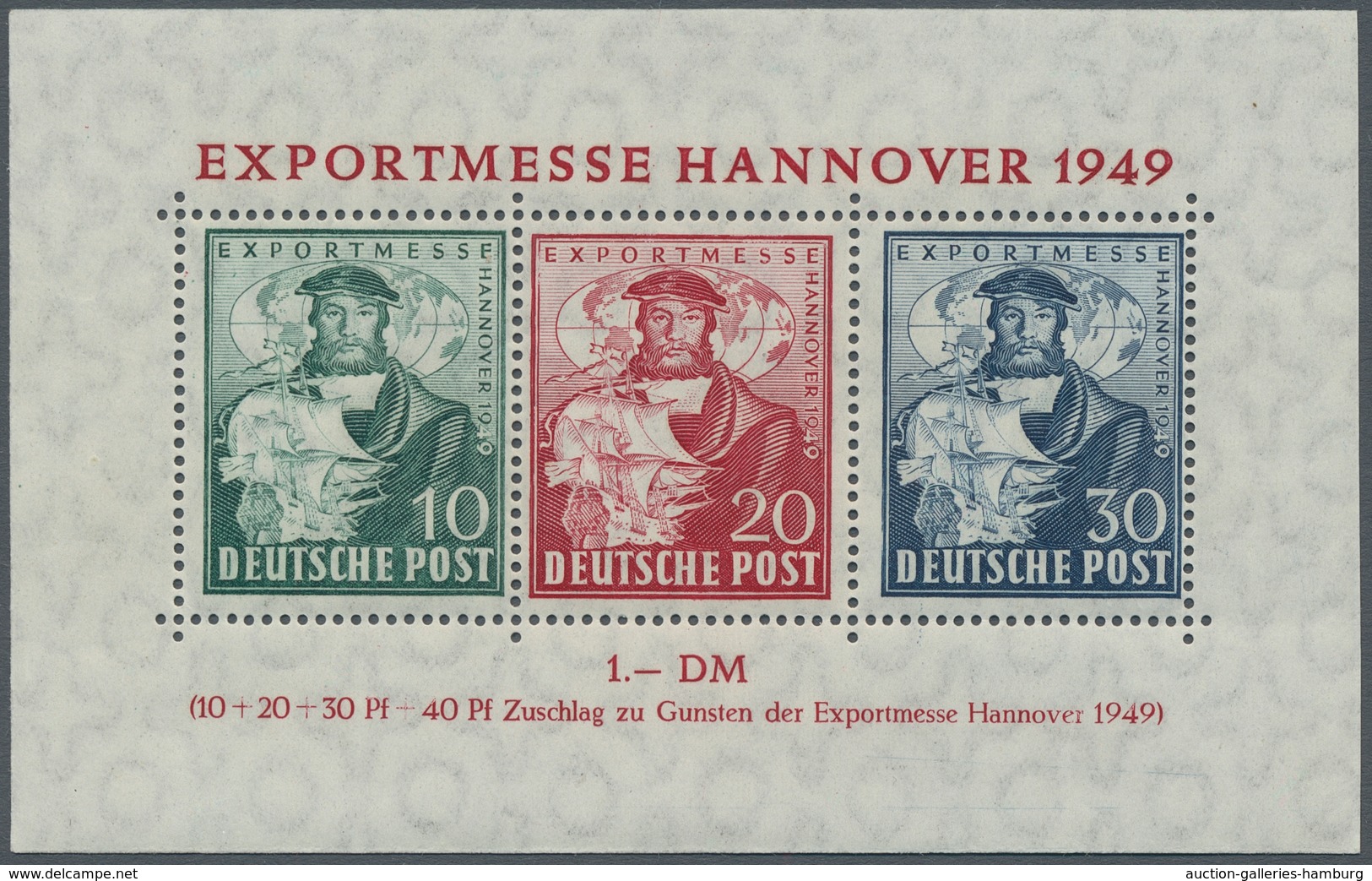 Bizone: 1949, "Hannovermesseblock Mit 30 Pfg. Schwarzviolettultramarin", Postfrischer Block In Tadel - Autres & Non Classés