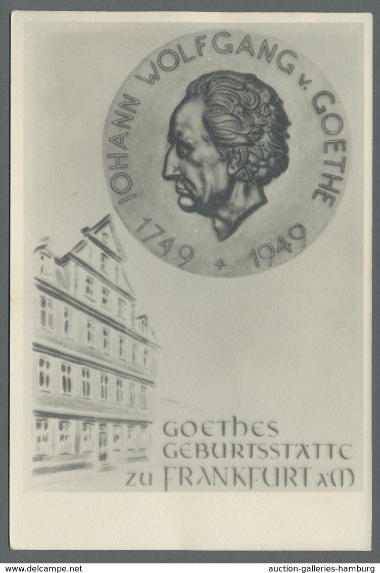 Bizone: 1949, "Goethe", Drei Verschiedene Sonderkarten Mit Je Komplettem Satz Mit SST, Gute Erhaltun - Autres & Non Classés