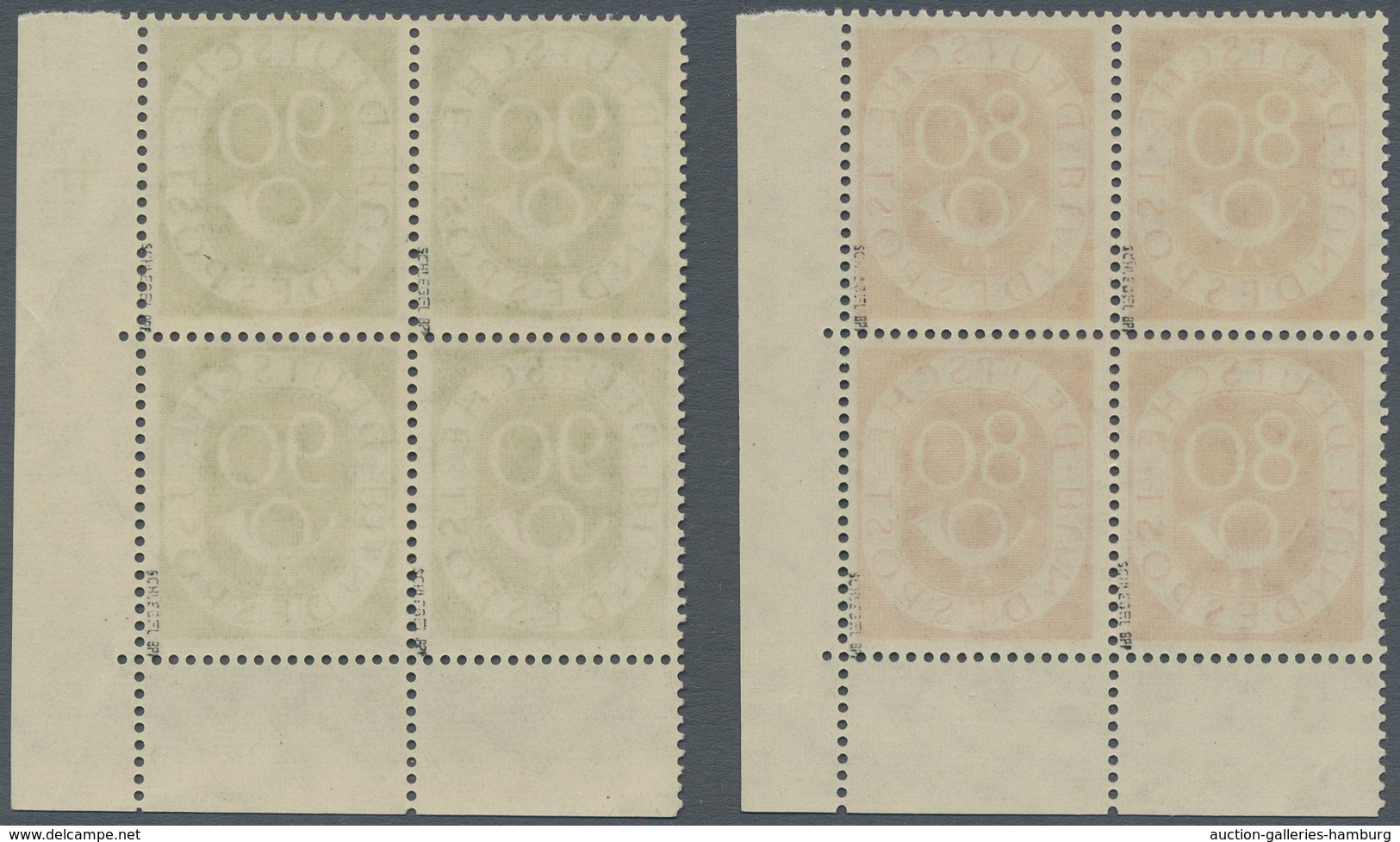 Bundesrepublik Deutschland: 1951, "Posthorn", Postfrischer Viererblocksatz In Tadelloser Erhaltung M - Sonstige & Ohne Zuordnung