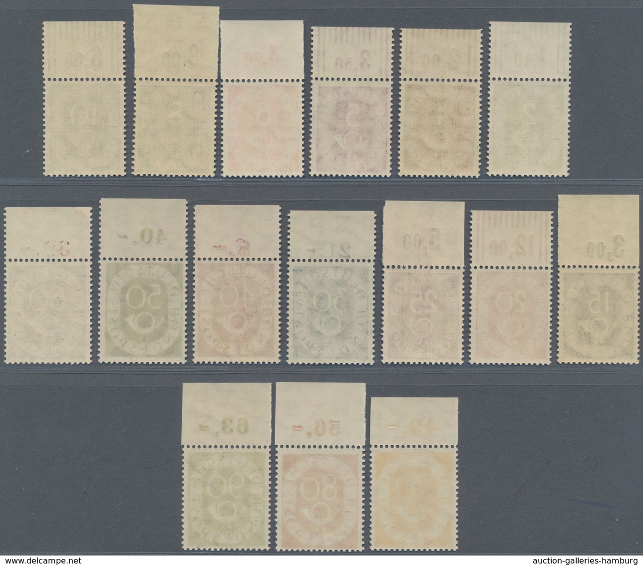 Bundesrepublik Deutschland: 1951, 2 Pfg. - 90 Pfg. Posthorn Als Postfrischer, Ungefalteter Oberrands - Autres & Non Classés