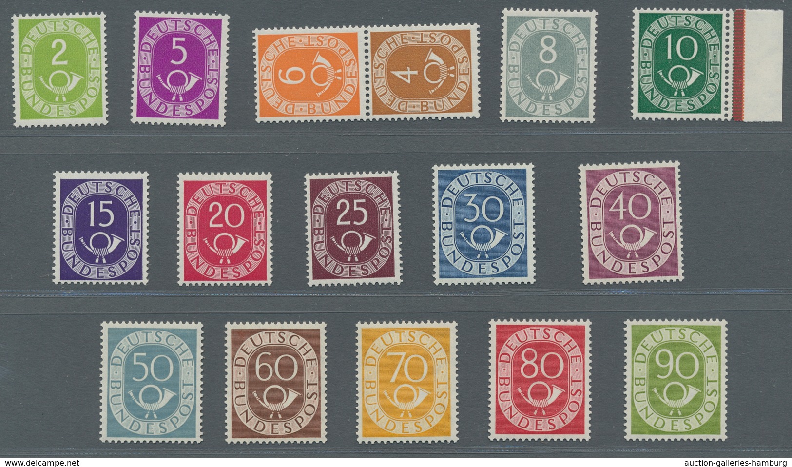 Bundesrepublik Deutschland: 1951, Posthornsatz 16 Werte Komplett In Tadellos Postfrischer Erhaltung - Other & Unclassified