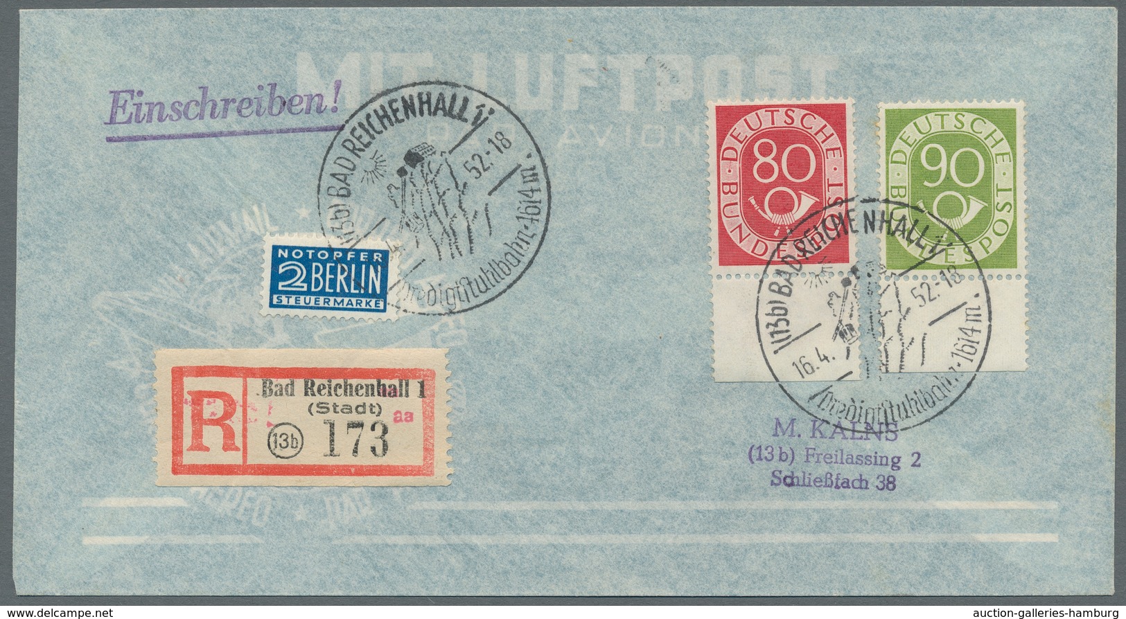 Bundesrepublik Deutschland: 1951, "Posthorn", Kompletter Satz Je Wert Als Randwert (!!!) Auf Sechs E - Altri & Non Classificati