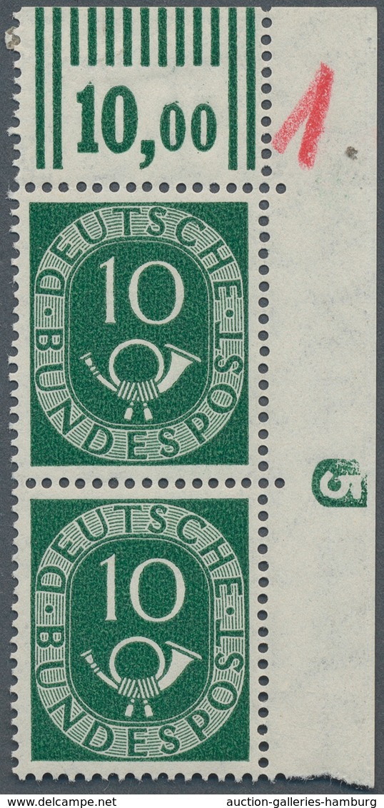 Bundesrepublik Deutschland: 1951, 10 Pf Posthorn Im Senkr. Paar Aus Der Rechten Oben Bogenecke Mit D - Otros & Sin Clasificación