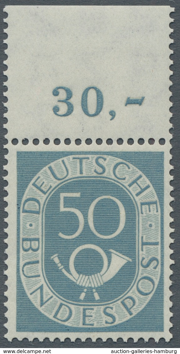 Bundesrepublik Deutschland: 1951, "50 Pfg. Posthorn", Postfrischer Oberrandwert In Tadelloser Erhalt - Sonstige & Ohne Zuordnung