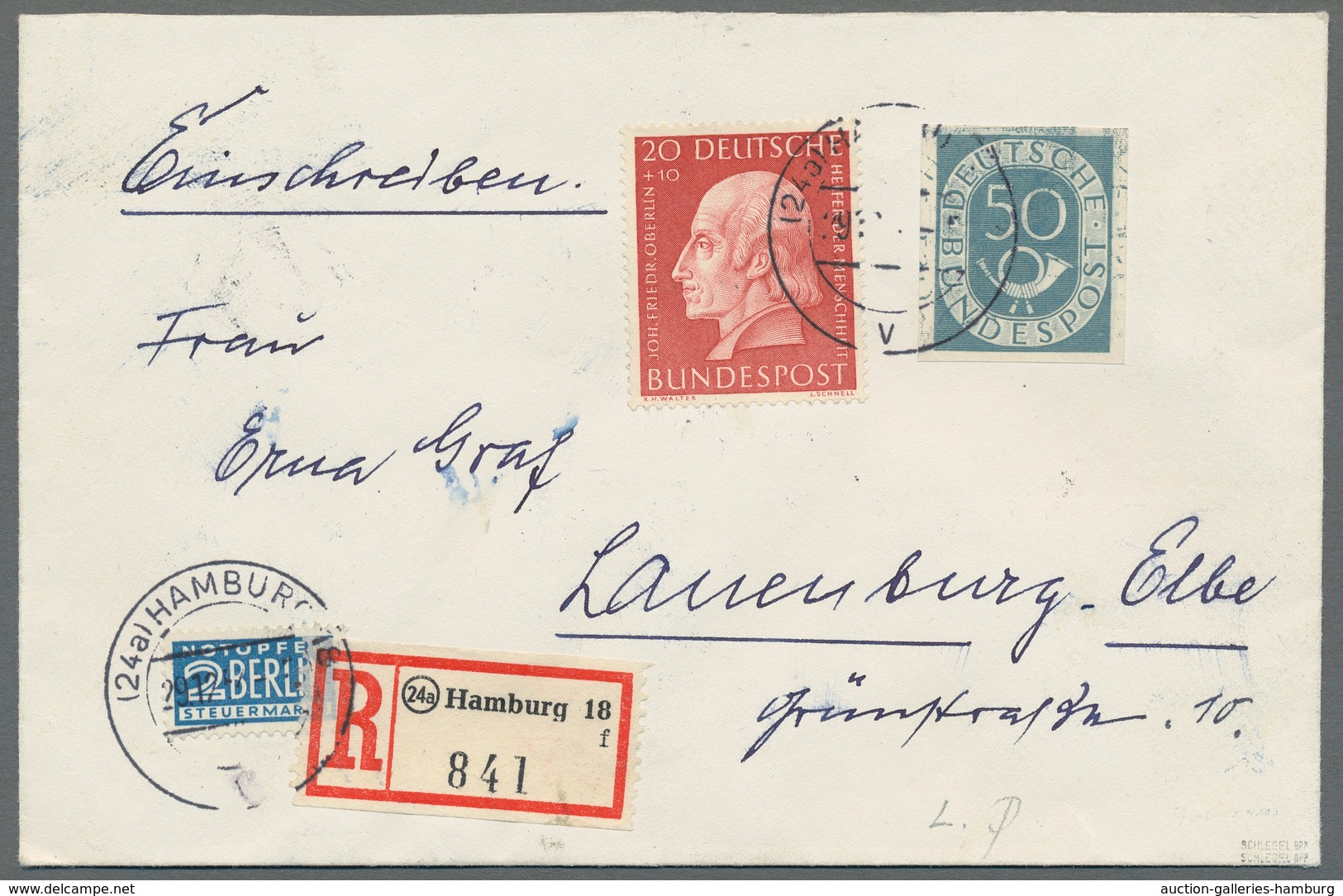 Bundesrepublik Deutschland: 1951, "50 Pfg. Posthorn Ungezähnt", Allseits Vollrandiger Wert Mit Zusat - Otros & Sin Clasificación