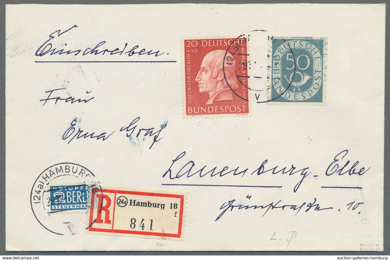 Bundesrepublik Deutschland: 1951, "50 Pfg. Posthorn Ungezähnt", Allseits Vollrandiger Wert Mit Zusat - Sonstige & Ohne Zuordnung