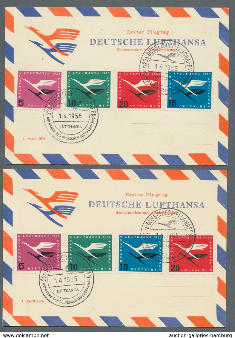 Bundesrepublik Deutschland: 1955, "Lufthansa", Kleine Zusammenstellung Von Sieben Frankierten Belege - Sonstige & Ohne Zuordnung