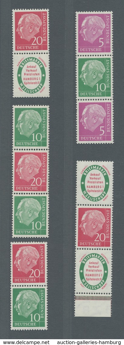 Bundesrepublik - Zusammendrucke: 1955, "Heuss", Fast Komplette Garnitur Der Kombinationen Aus MHB 3, - Se-Tenant