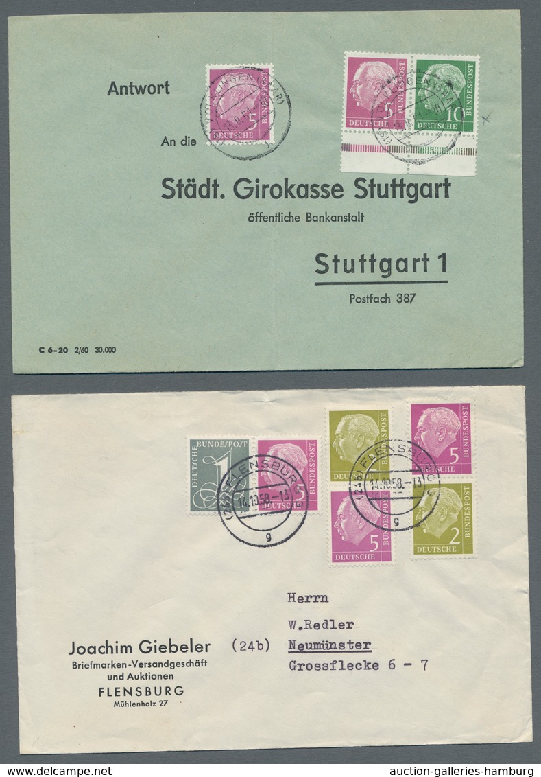 Bundesrepublik - Zusammendrucke: 1958, "Heuss", Kleine Zusammenstellung Von Acht Frankierten Belegen - Zusammendrucke