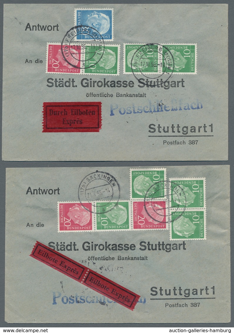 Bundesrepublik - Zusammendrucke: 1958, "Heuss", Kleine Zusammenstellung Von Acht Frankierten Belegen - Zusammendrucke