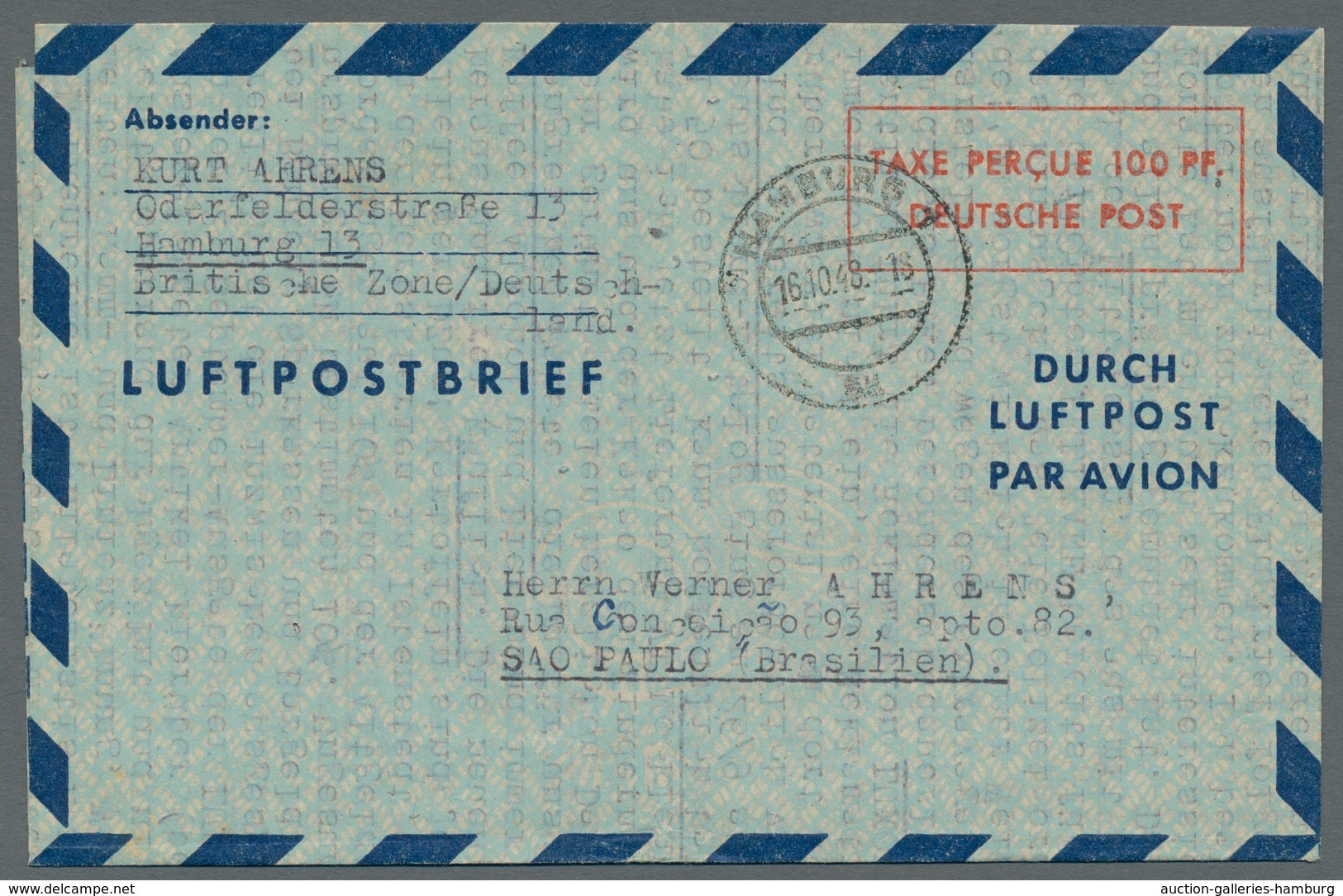 Bundesrepublik - Ganzsachen: 1948, "100 Pfg. Luftpostbrief", Dreimal LF 1 II Sowie Einmal LF 2 II Je - Sonstige & Ohne Zuordnung