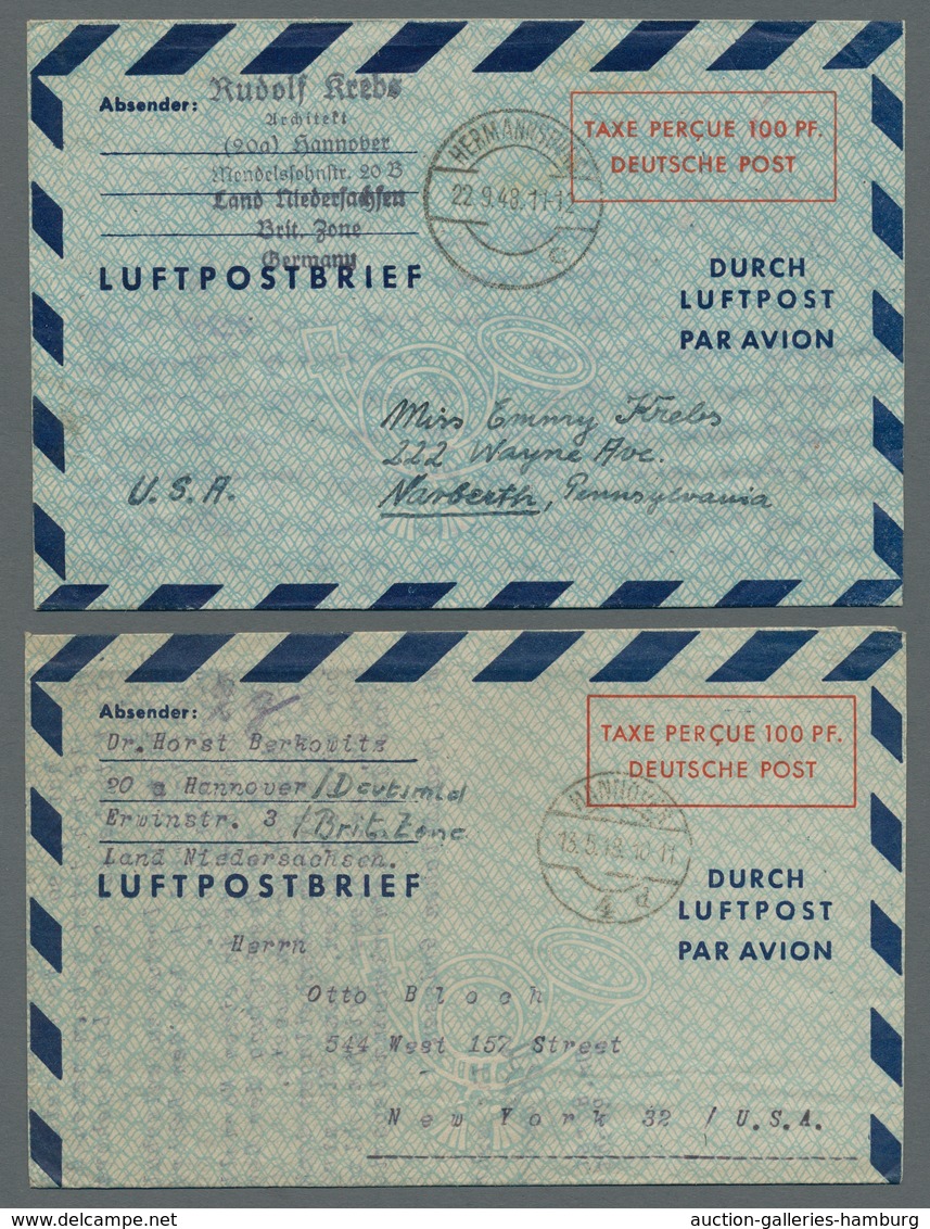 Bundesrepublik - Ganzsachen: 1948, "100 Pfg. Luftpostbrief", Dreimal LF 1 II Sowie Einmal LF 2 II Je - Otros & Sin Clasificación