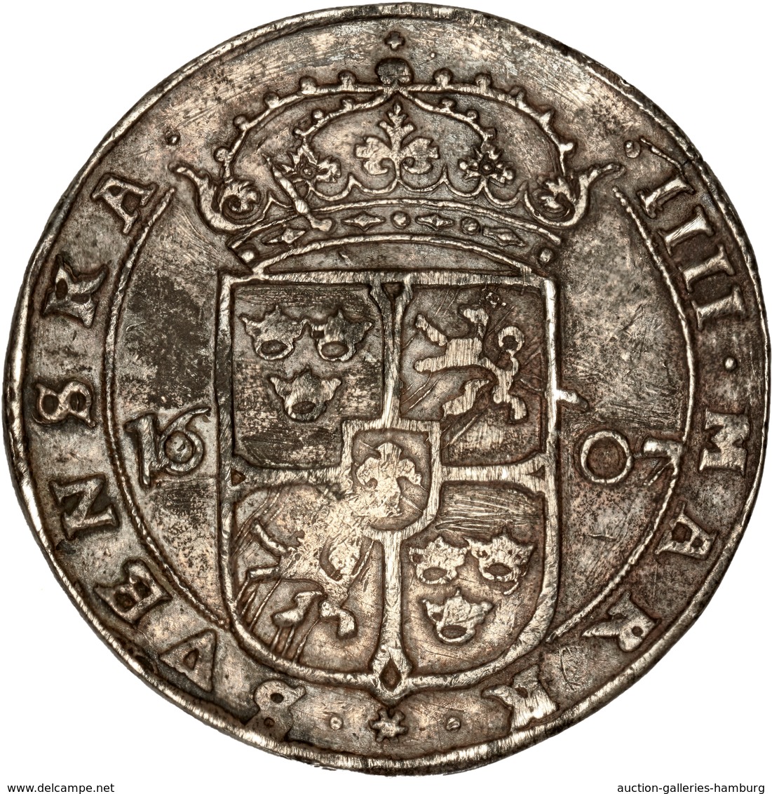 Schweden: 1607, "Karl IX." 4,- Mark In Silber In Sehr Schöner Erhaltung. - Suède