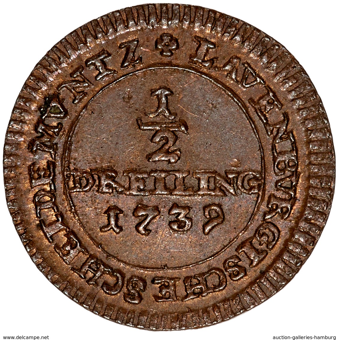 Lauenburg: 1739, "Georg II. August" 1/2 Dreiling Mit Monogramm "GR" Auf Der Rückseite In Vorzügliche - Sonstige & Ohne Zuordnung