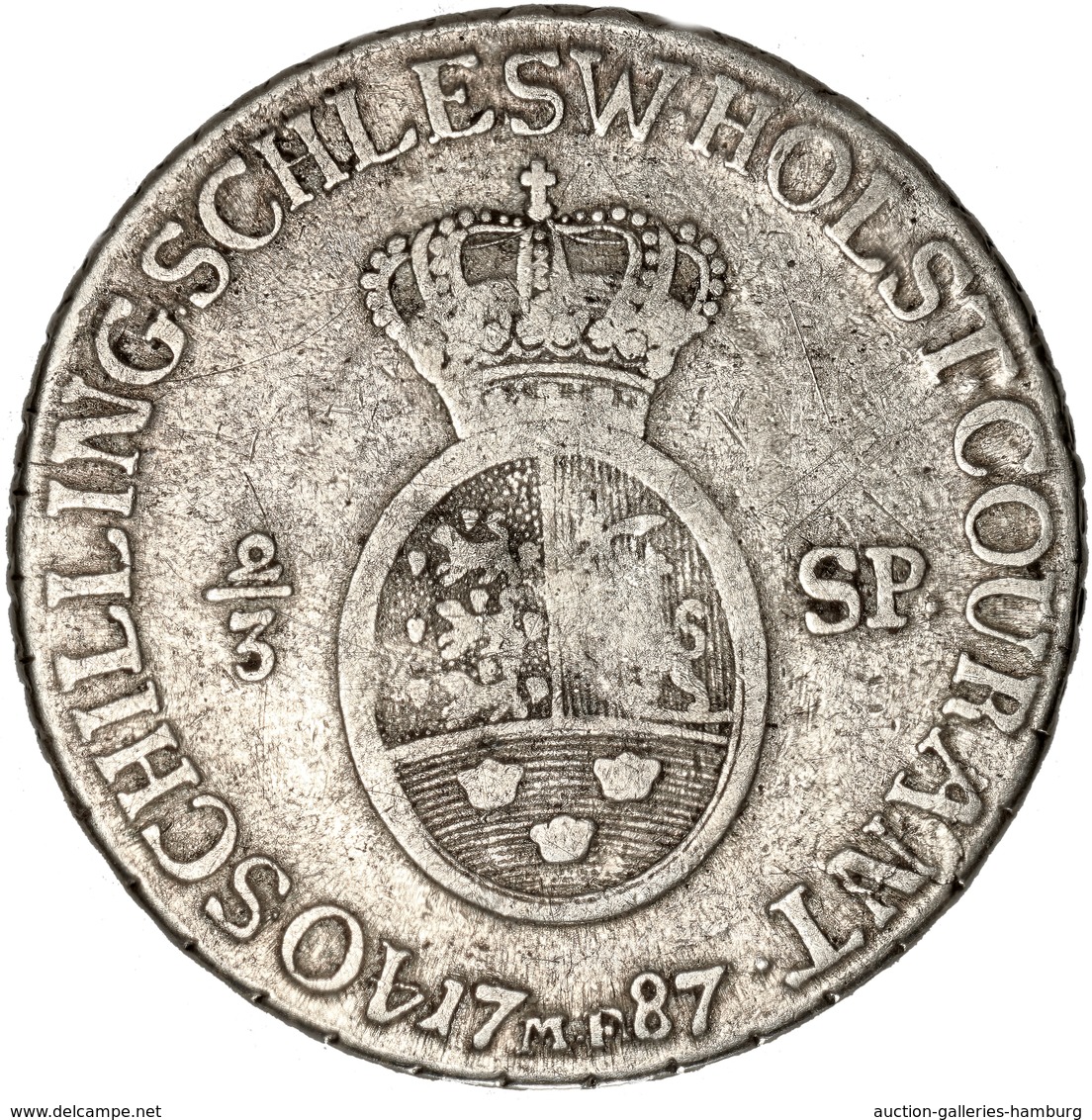 Schleswig-Holstein: 1787, "Christian VII." 2/3 Thaler (Speciedaler) In Schöner Erhaltung. - Otros & Sin Clasificación
