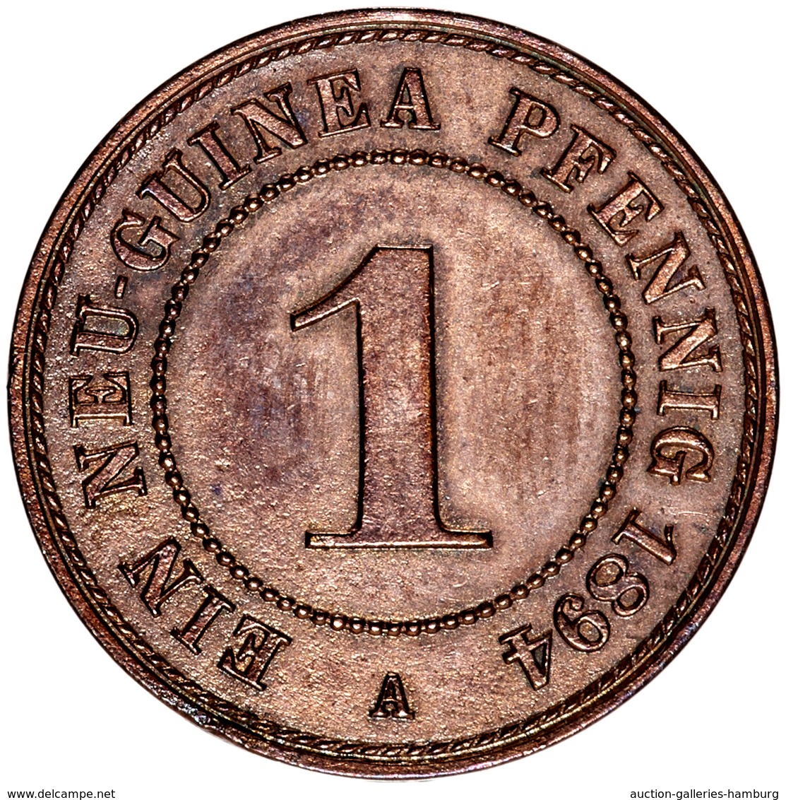 Deutsch-Neuguinea: 1894, 1 Neu-Guinea Pfennig Mit Einem Randfehler In Ansonsten Vorzüglicher Erhaltu - Nueva Guinea Alemana