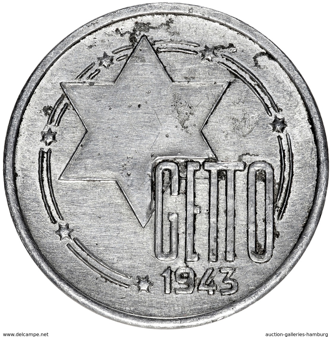 Drittes Reich: LITZMANNSTADT; 1943, 10 Mark Aus Aluminium Mit Text "Der Aelteste Der Juden Litzmanns - Otros & Sin Clasificación