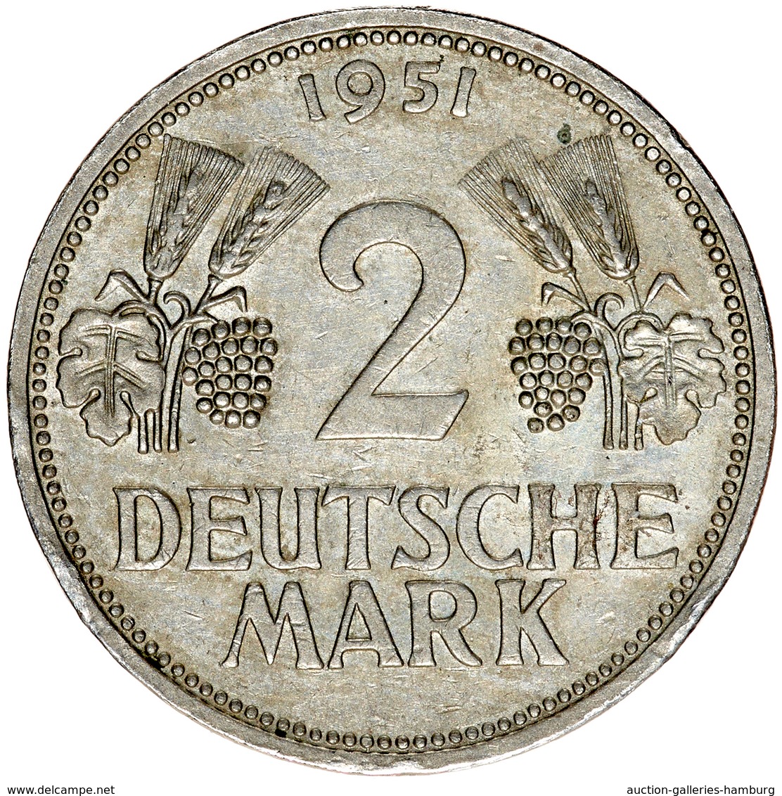 Bundesrepublik Deutschland 1948-2001: 1951, 2 Mark Kursmünze Aus Den Prägestätten D, F, G Und J. Die - Sonstige & Ohne Zuordnung