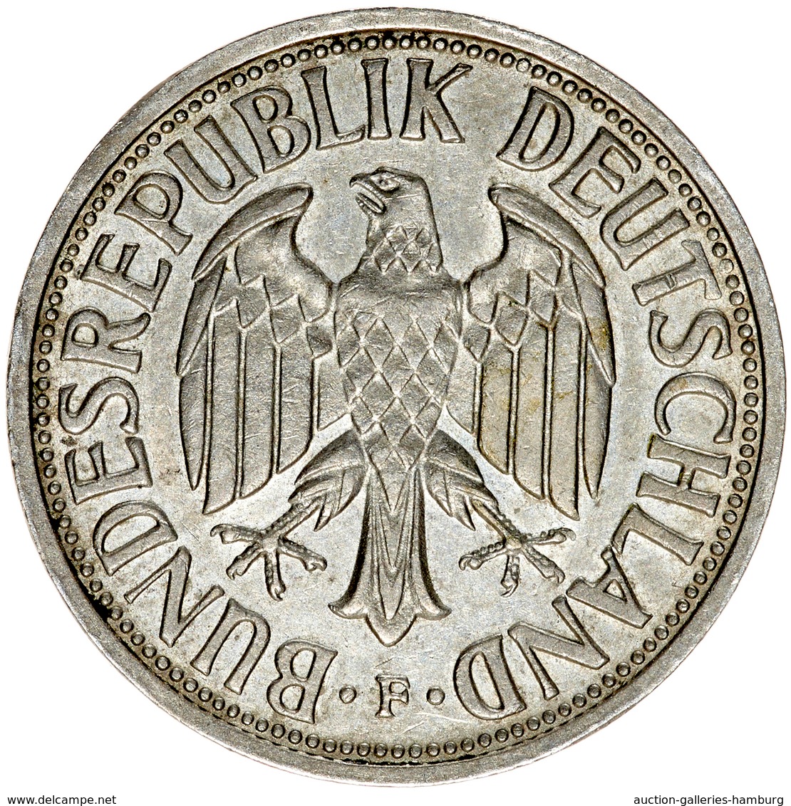 Bundesrepublik Deutschland 1948-2001: 1951, 2 Mark Kursmünze aus den Prägestätten D, F, G und J. Die