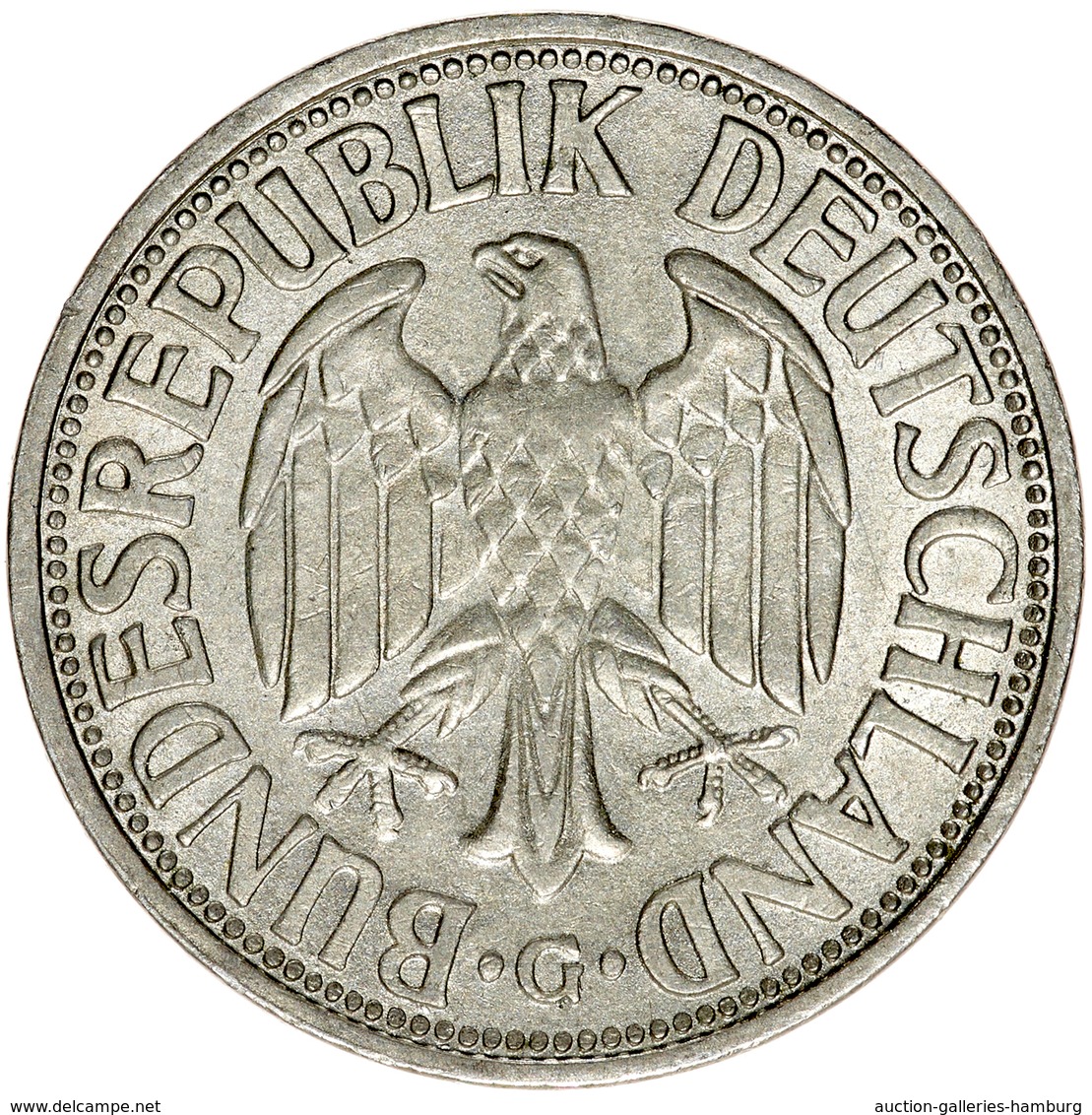 Bundesrepublik Deutschland 1948-2001: 1951, 2 Mark Kursmünze aus den Prägestätten D, F, G und J. Die