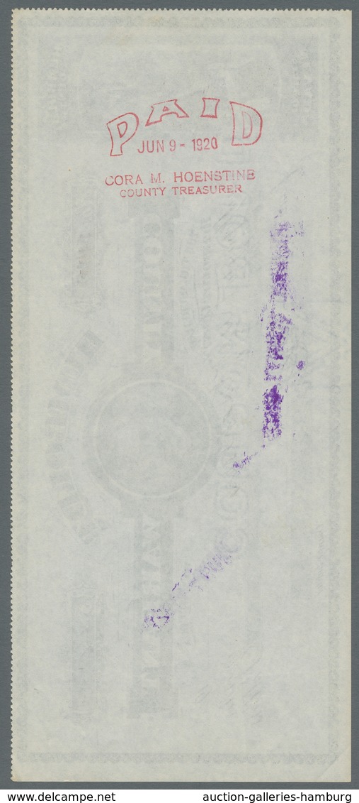 United States Of America: 1920, "Humboldt County/Nevada" Scheck über 40,30 Dollar In Sehr Guter Erha - Andere & Zonder Classificatie