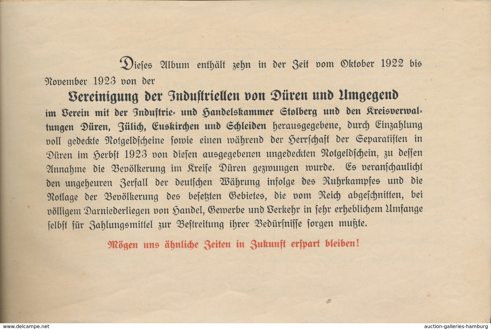 Deutschland - Notgeld - Rheinland: DÜREN; 1922-1923, Album Mit 10 Verschiedenen Scheinen Der "Verein - [11] Emisiones Locales