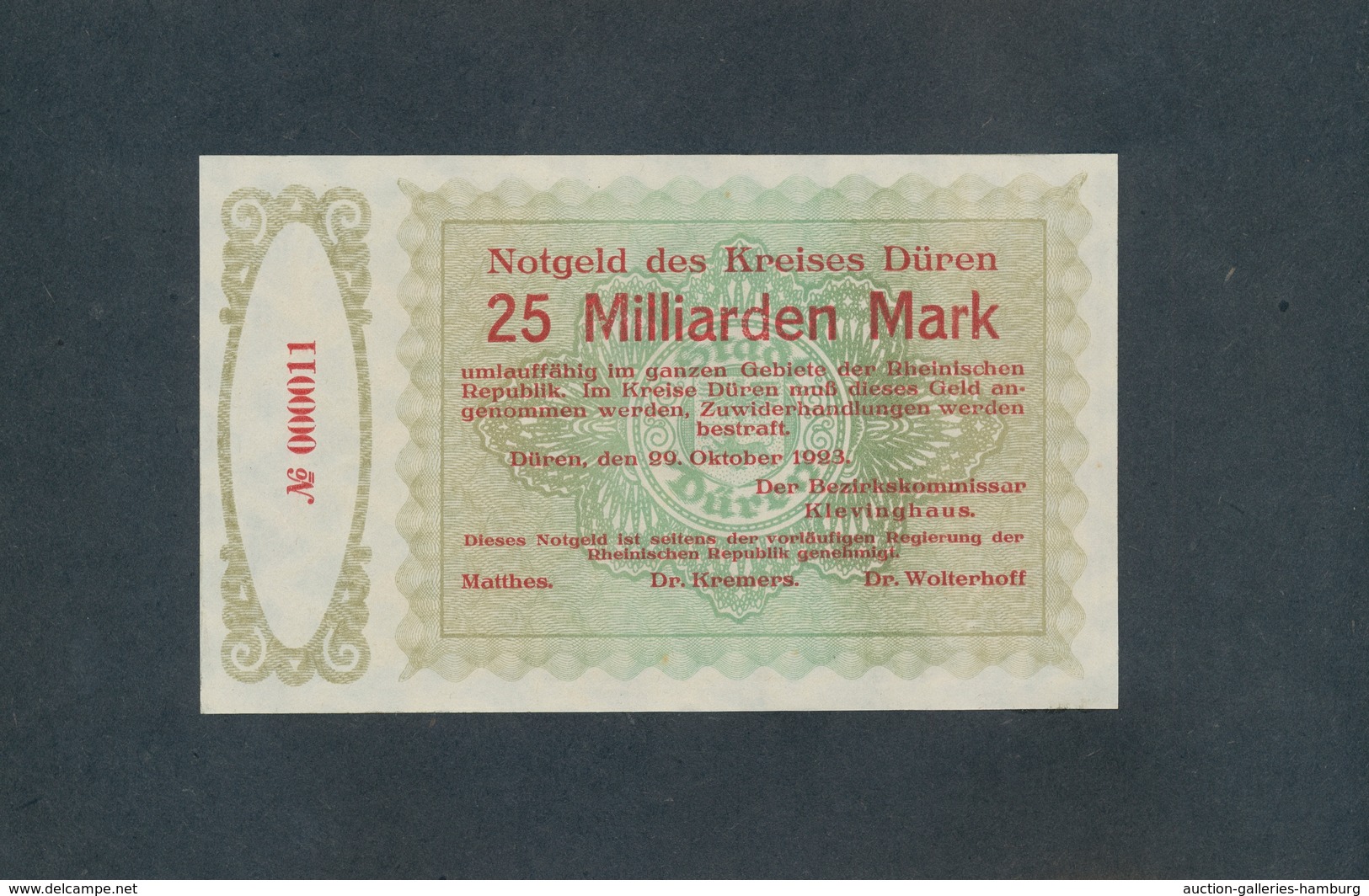 Deutschland - Notgeld - Rheinland: DÜREN; 1922-1923, Album mit 10 verschiedenen Scheinen der "Verein