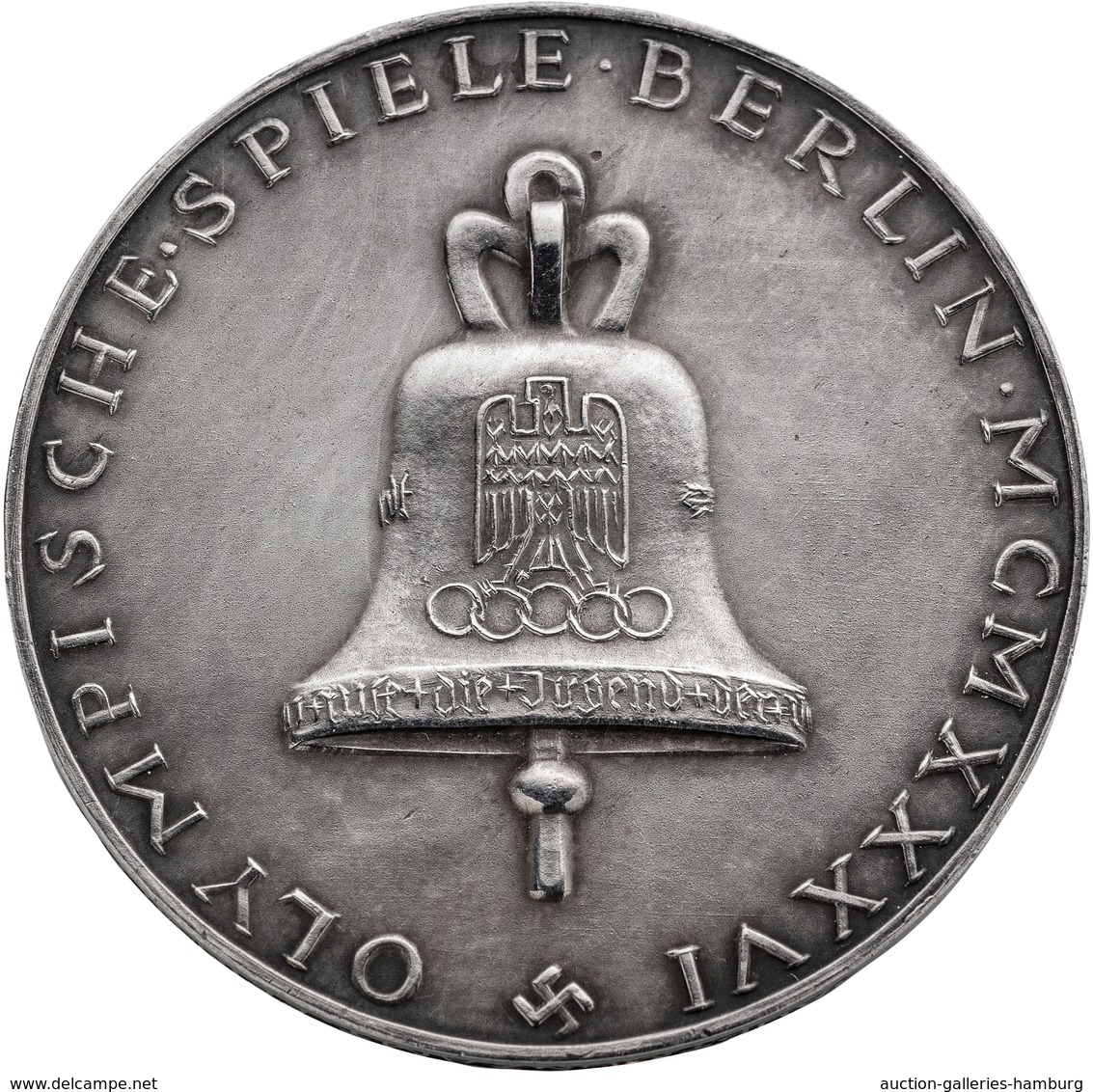 Medaillen Deutschland: OLYMPISCHE SPIELE; 1936, Silbermedaille Im Originaletui In Tadelloser Erhaltu - Otros & Sin Clasificación