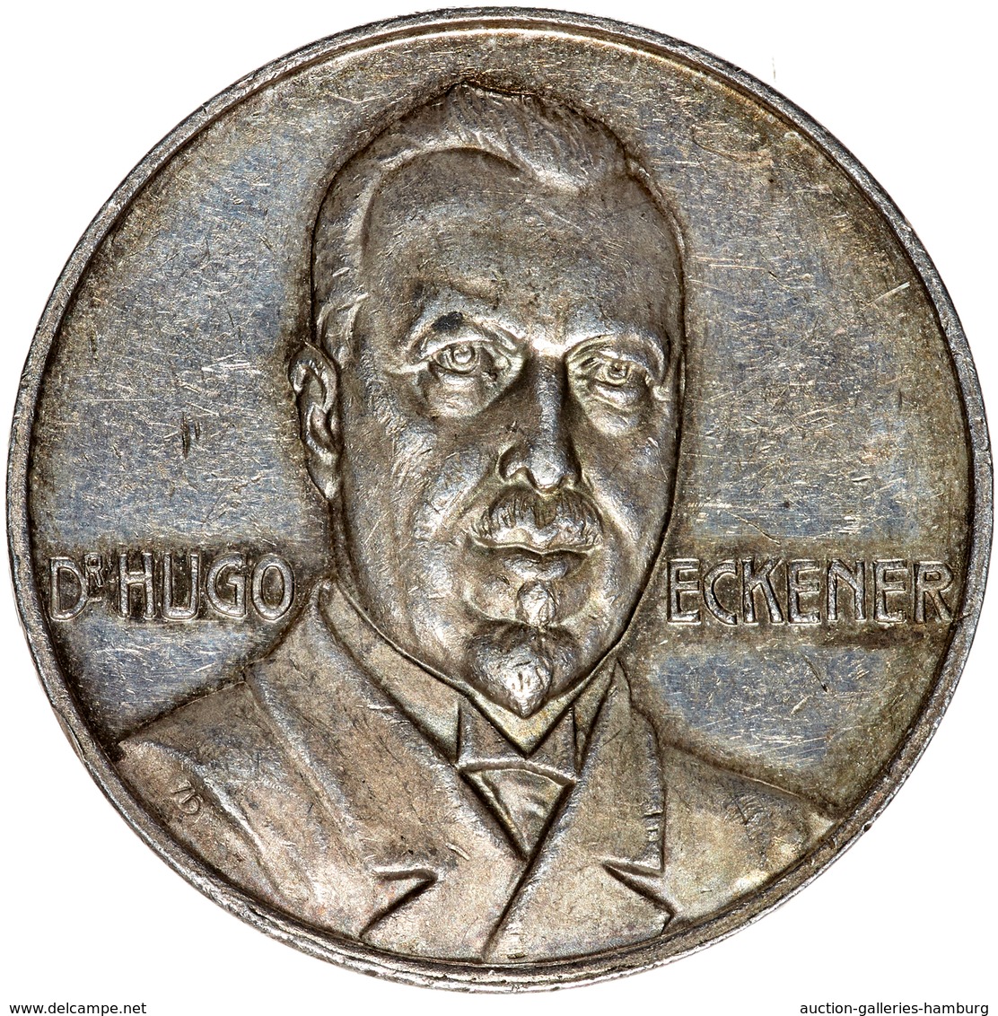 Medaillen Deutschland - Personen: DR. HUGO ECKENER; 1924, Silbermedaille Mit Kopfbild Desselben Auf - Otros & Sin Clasificación