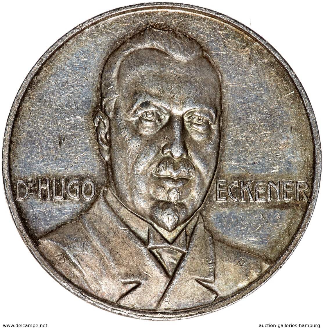 Medaillen Deutschland - Personen: DR. HUGO ECKENER; 1924, Silbermedaille Mit Kopfbild Desselben Auf - Autres & Non Classés
