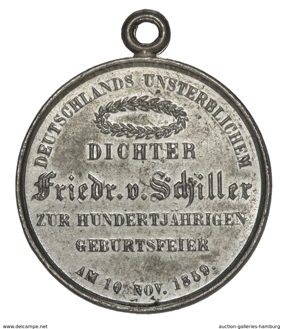 Medaillen Deutschland - Personen: SCHILLER; 1859-1905, 3 Verschiedene Medaillen Mit Kopfbild Schille - Autres & Non Classés