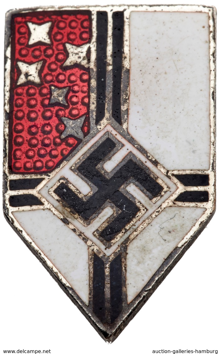 Orden & Ehrenzeichen: 3.REICH; Emaliertes Ansteckabzeichen In Wappenform Mit Hakenkreuz Und Einem Ro - Autres & Non Classés
