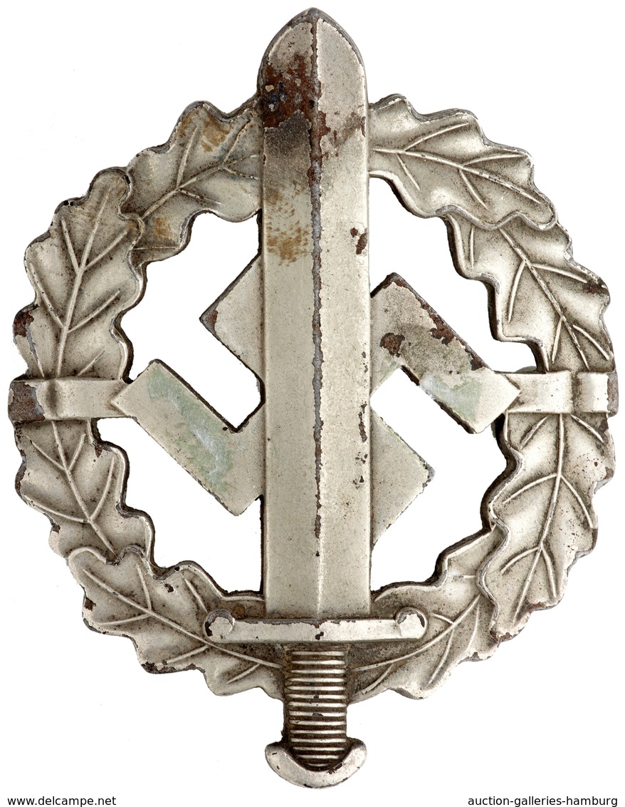 Orden & Ehrenzeichen: 3.REICH; 1939-1944, "SA-Wehrabzeichen" In Silber (versilbert) Mit Rückseitigem - Otros & Sin Clasificación