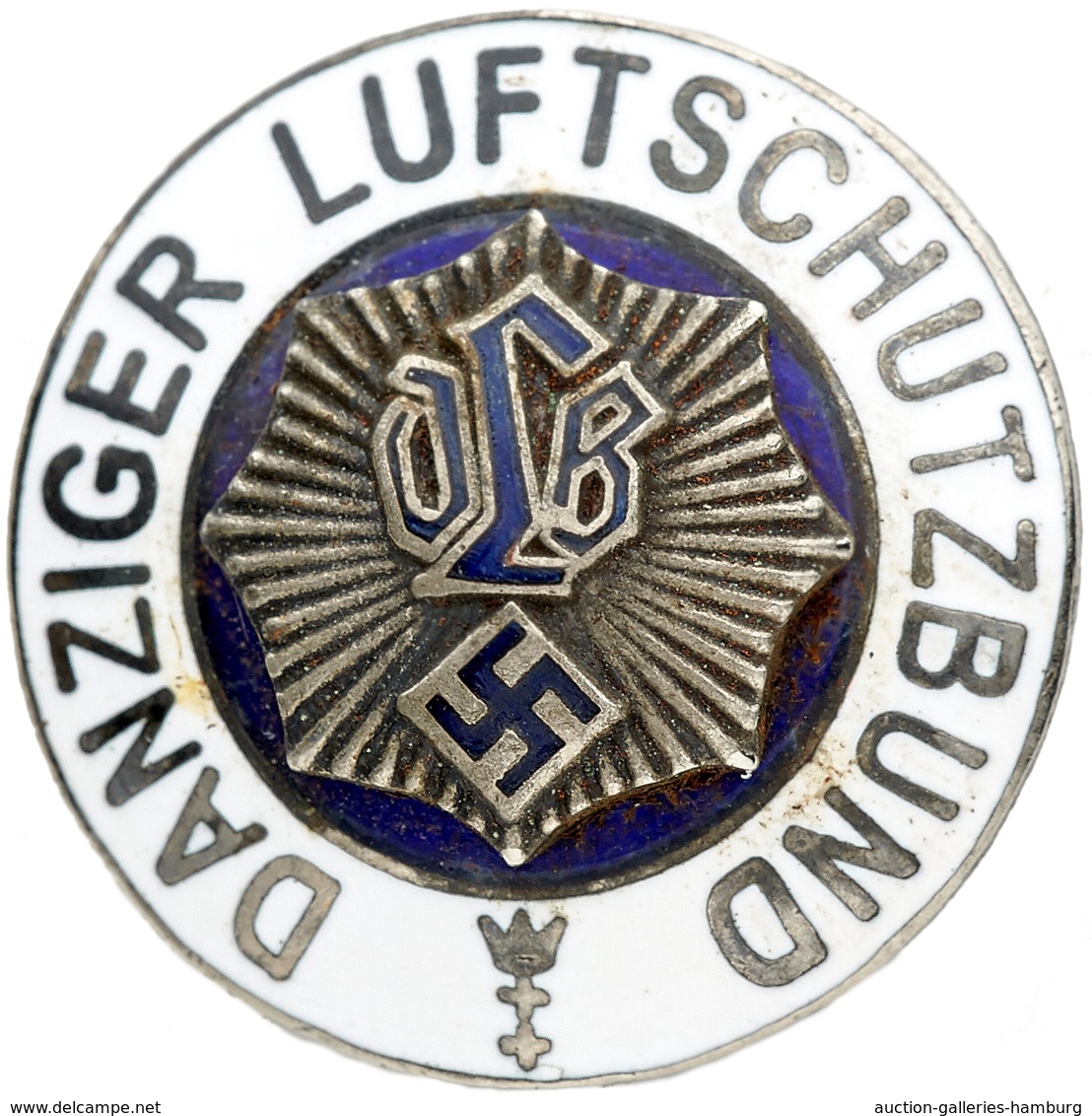 Orden & Ehrenzeichen: DANZIG; Emaliertes Ansteckabzeichen In Der I.Form Mit Text "Danziger Luftschut - Other & Unclassified