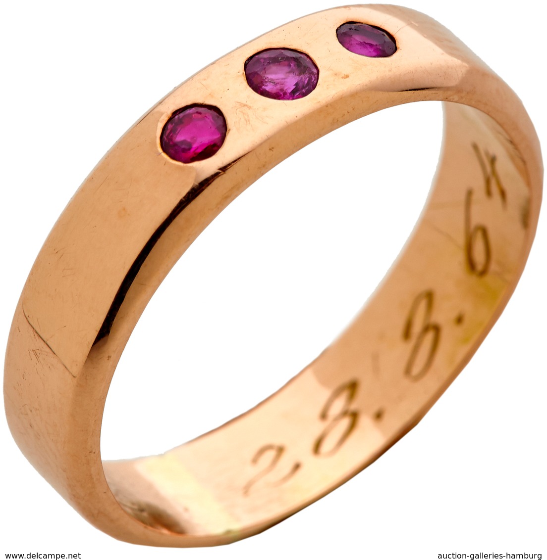 Varia (im Briefmarkenkatalog): SCHMUCK: Sehr Attraktiver Ring In 585er Rotgold Mit Drei Rubinen, Gew - Andere & Zonder Classificatie