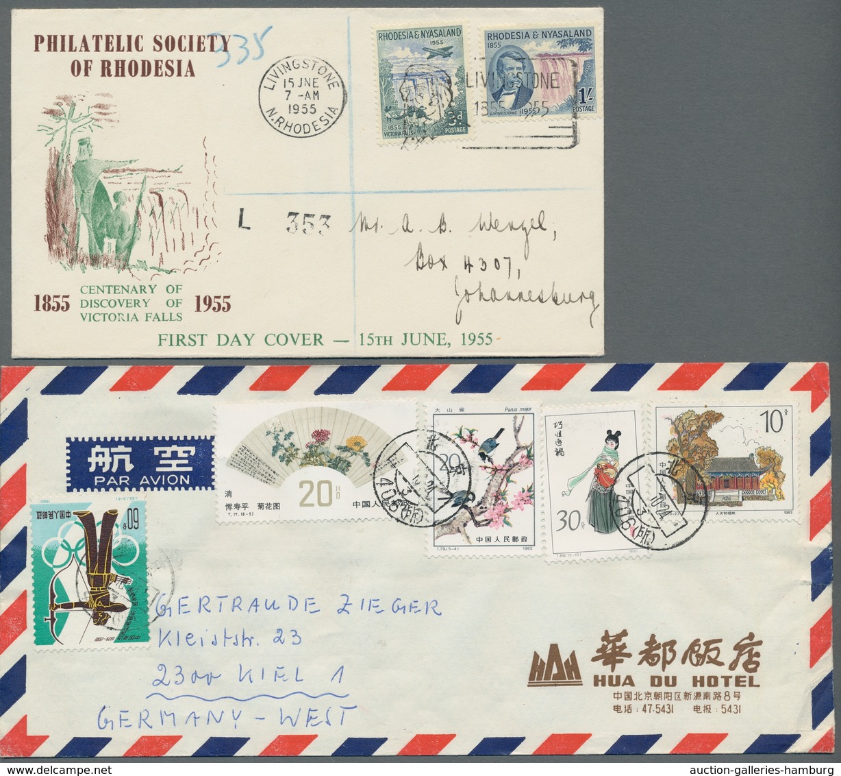 Alle Welt: 1930-2012, Kleine Partie Von 26 Belegen Mit Mauritius, Einem Luftpostbrief Von Palästina - Colecciones (sin álbumes)