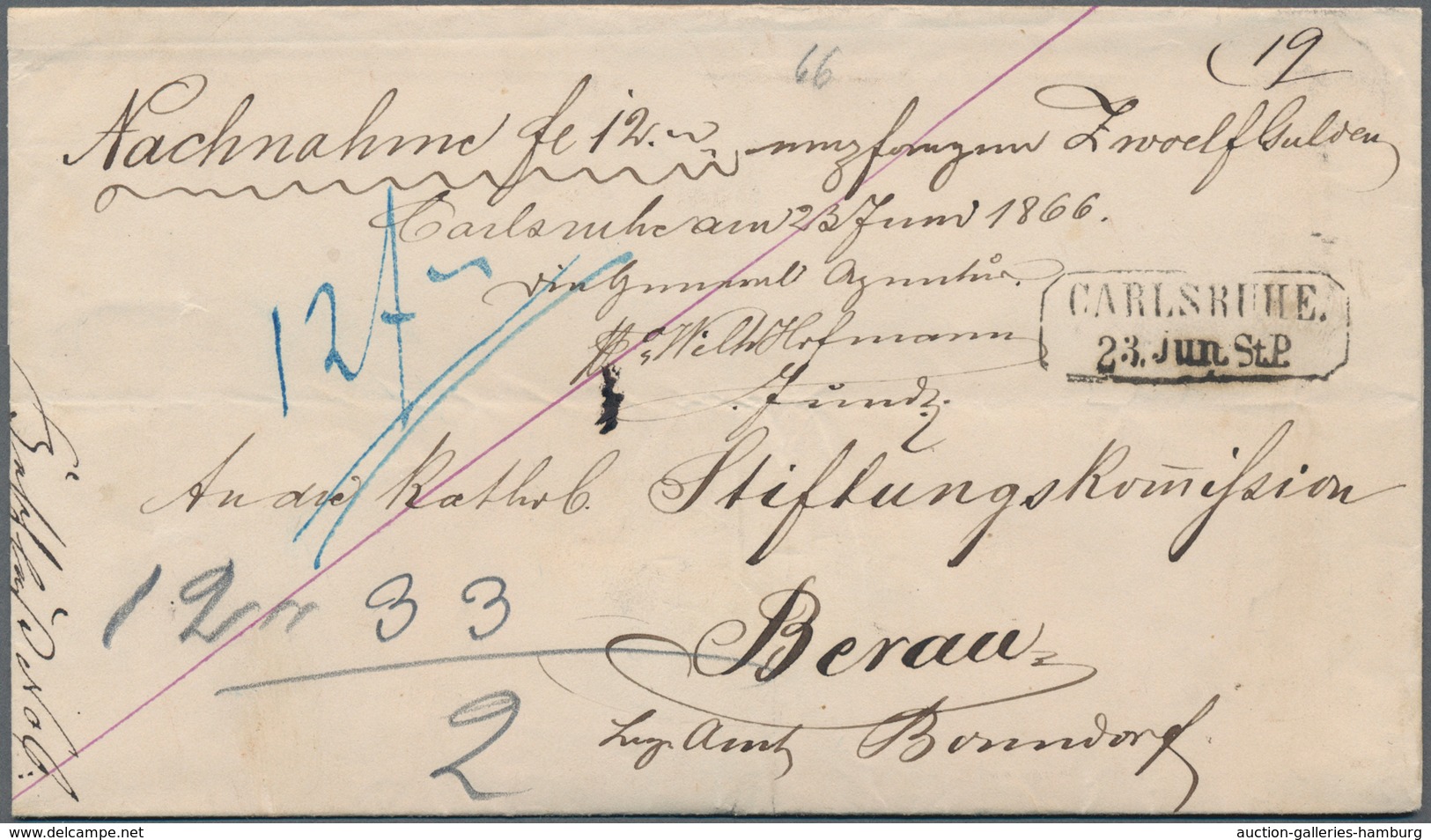 Baden - Marken Und Briefe: 1830/1900, Ca. 110 Vorphila- Und Markenlose Briefe Sowie Einige Postschei - Sonstige & Ohne Zuordnung