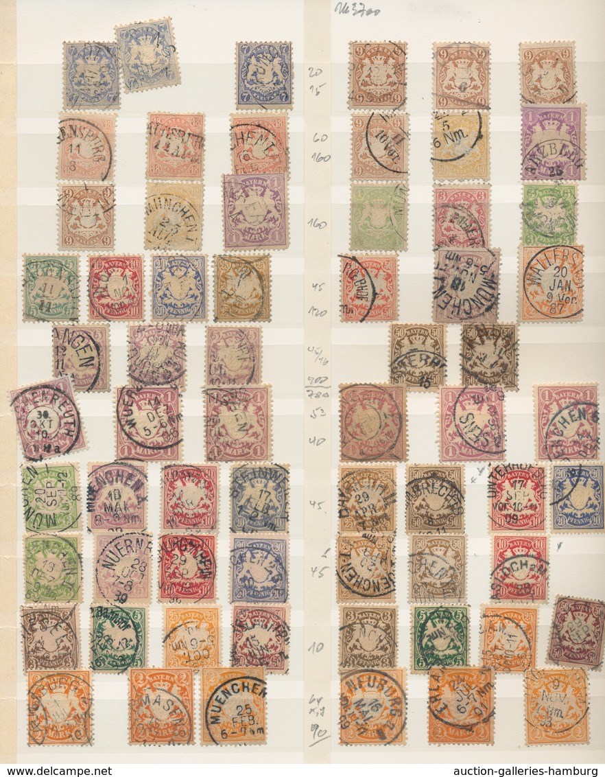 Bayern - Marken Und Briefe: 1850-1900, Bestand Von 128 Marken Ex Mi.Nr. 2 Bis Mi.Nr. 64 Auf Stecksei - Other & Unclassified