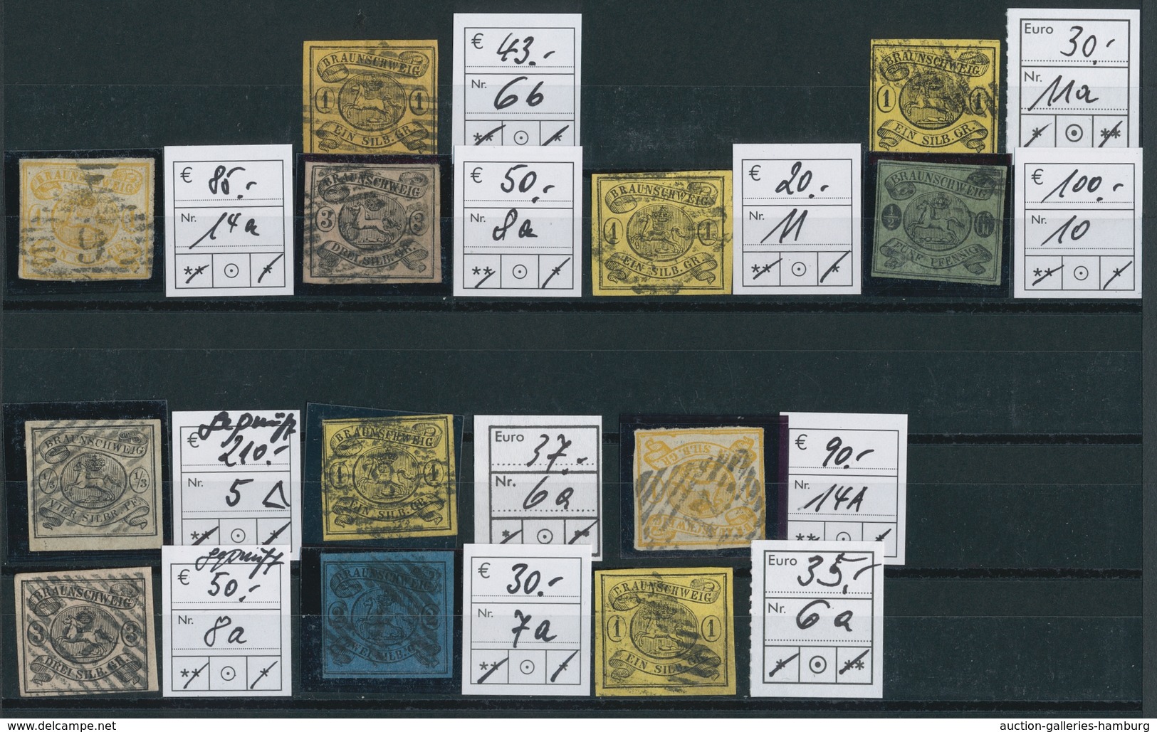 Braunschweig - Marken Und Briefe: 1852-1867, Reizvolle Partie Von über 90 Werten Auf Steckkarten, üb - Brunswick